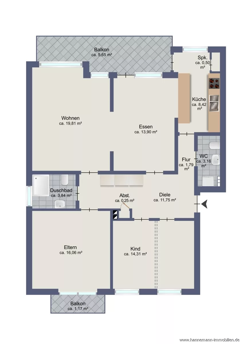 Möglichkeit 2 Zimmer